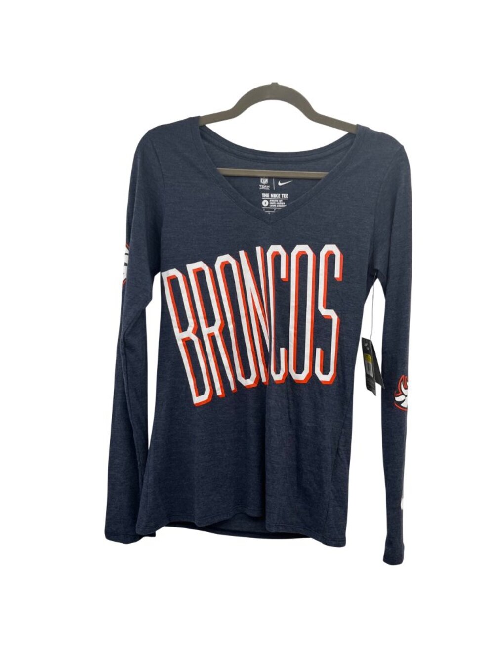 NEW Nike Denver Broncos Womens Long Sleeve Tee Small Navy NFL
